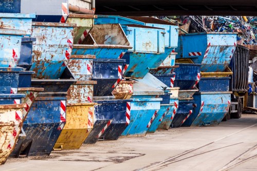 Construction site with organized waste clearance